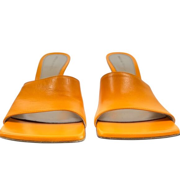 New Bottega Veneta Stretch Lamskin Leather Mules Orange Size 38 - Picture 4 of 9